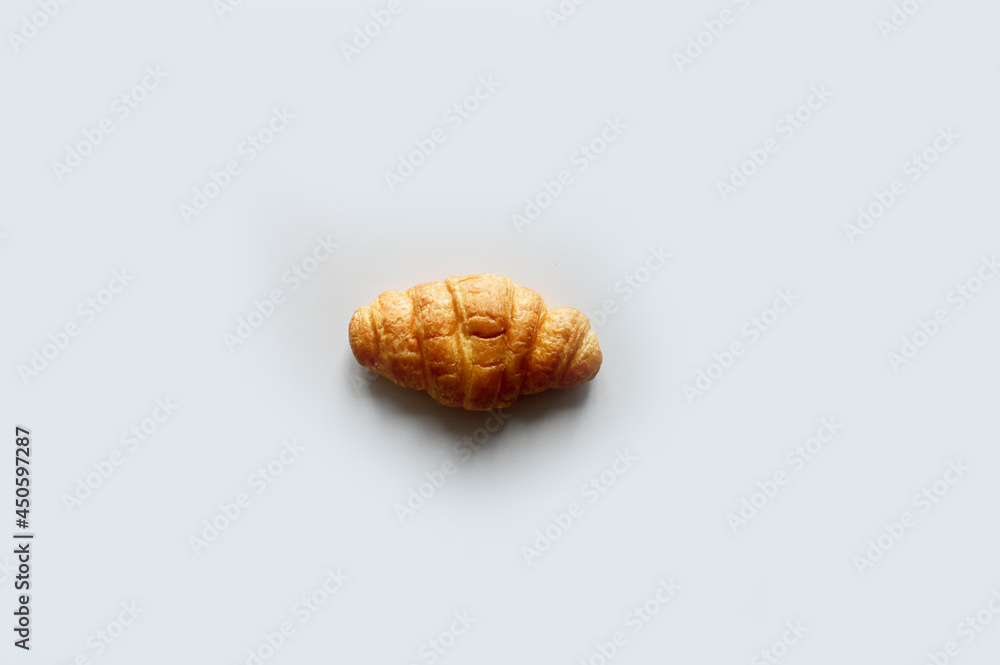 Top Views of Croissant isolated with white background. Healthy food concept, selective soft focus.