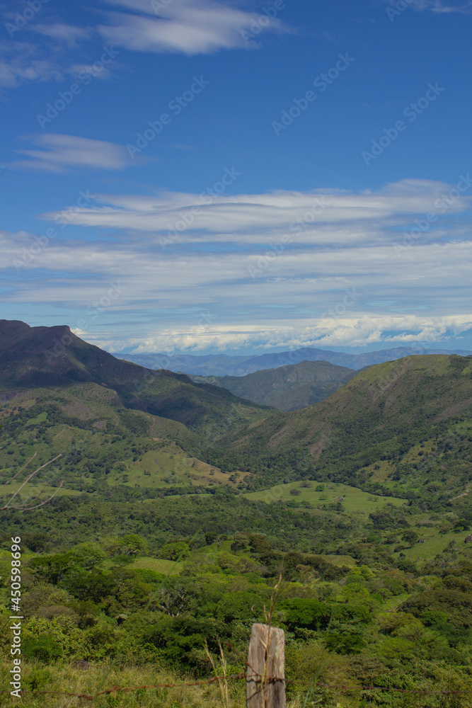 Naklejka premium landscape with big mountains and clouds