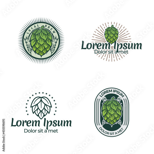 Hop fruits illustration with engraving vintage style design, local brew illustration template retro modern style isolated on white background
