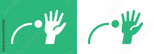 Catching ball with hand icon vector illustration.