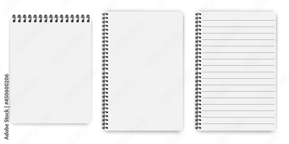 notepads for booklet design. Notebook paper. School notebook. Vector illustration. Stock image. notepads for booklet design. Notebook paper. School notebook. Vector illustration. Stock image.