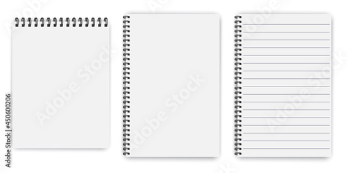 notepads for booklet design. Notebook paper. School notebook. Vector illustration. Stock image.