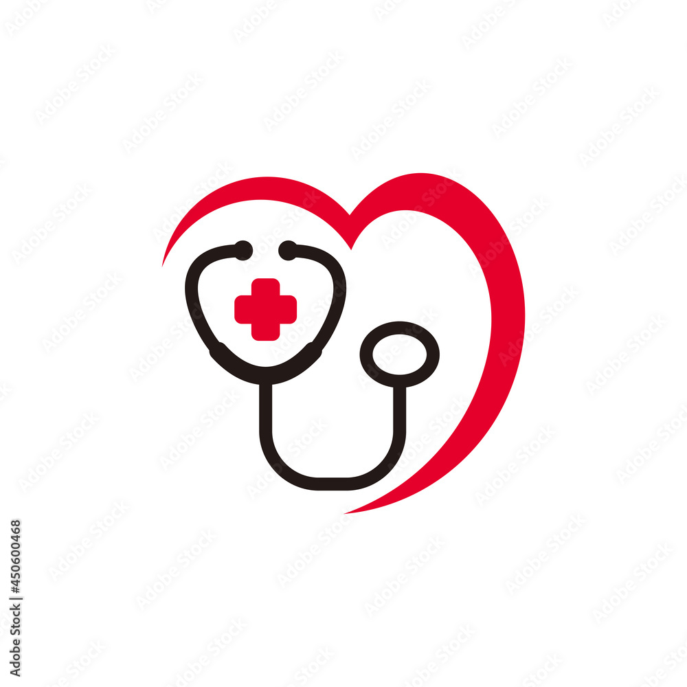 Obraz premium stethoscope logo icon vector with love