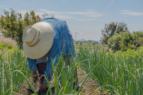 Scenic view of a person working in the field with special equipment