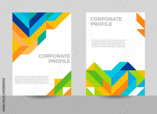 Corporate profile cover design, annual report cover design, geometric cover design