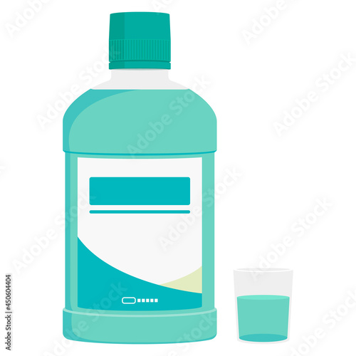 Vector illustration of mouthwash or dental rinse isolated on background.