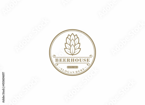 beerhouse logo template in white background