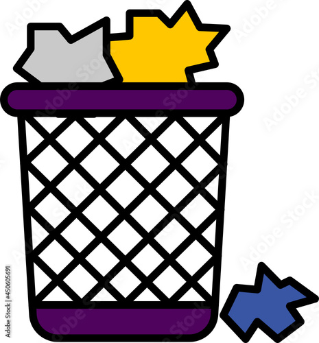 Wastebasket icon. School concept icon style