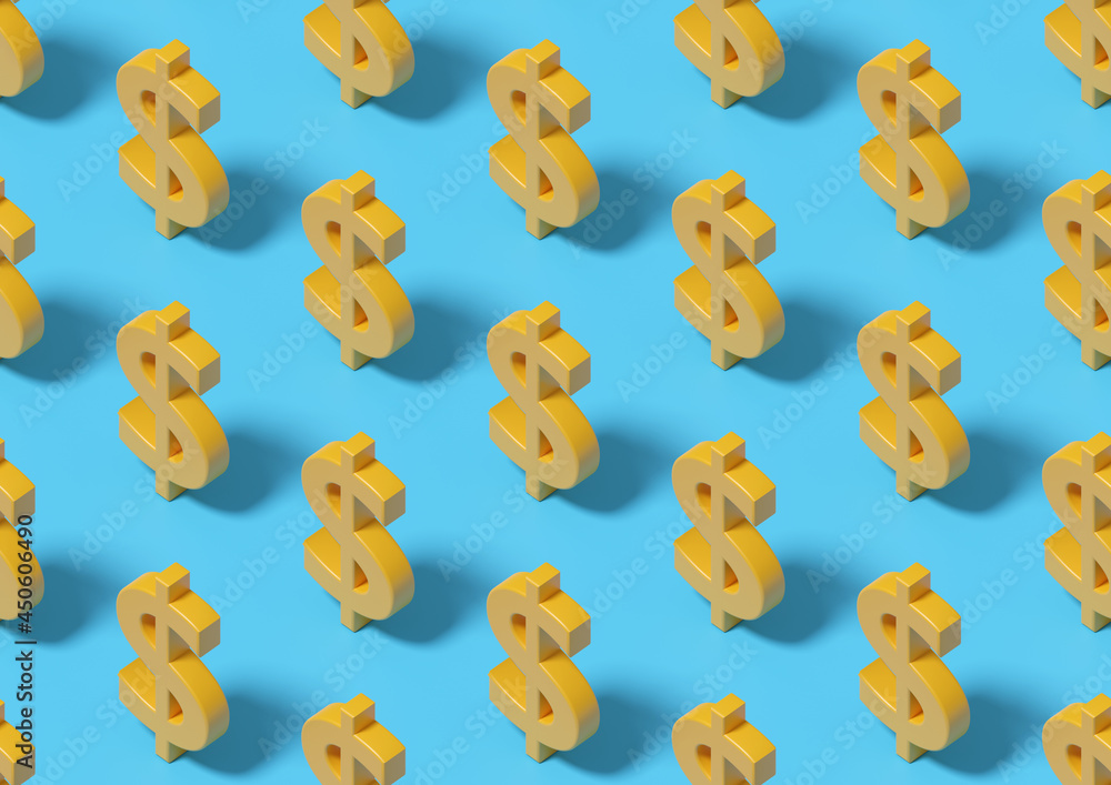 Dollar sign, isometric seamless pattern. 3d illustration. Dollar sign, isometric seamless pattern. 3d illustration.