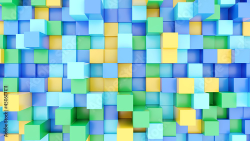 Abstract background Multicolored cubes Random arrangement Pastel colors