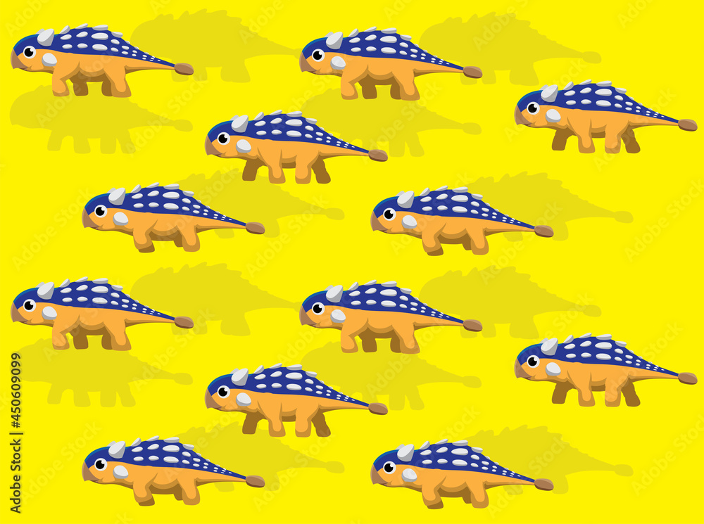 Dinosaur Ankylosaurus Character Animation Vector Seamless Wallpaper