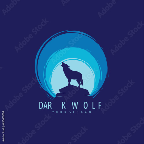 wolf logo in the night