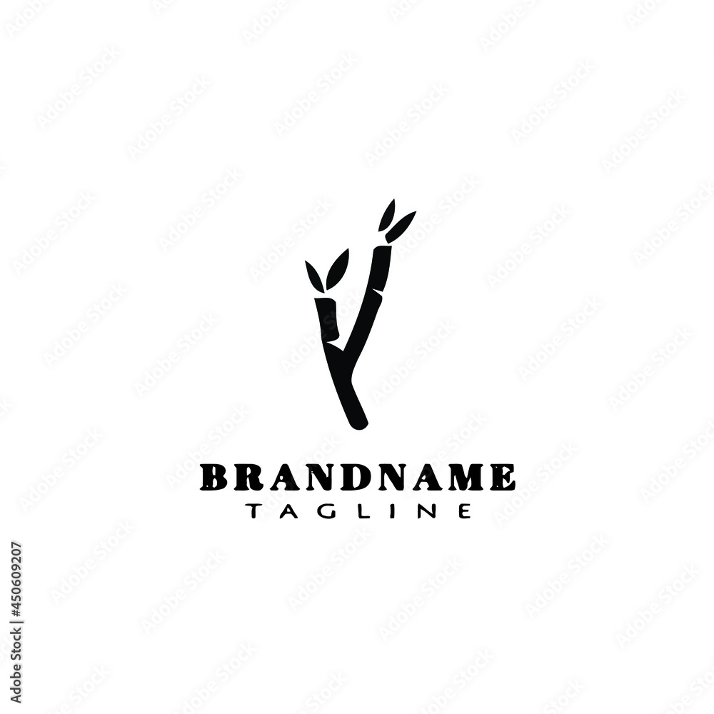 bamboo cartoon logo design template icon black vector illustration bamboo cartoon logo design template icon black vector illustration