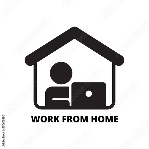 Work from home icon with black color isolated on white background