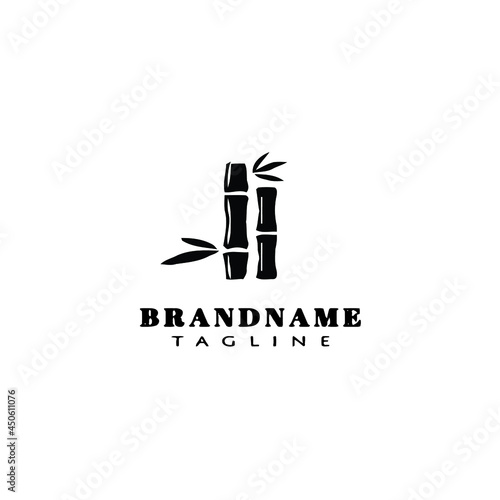 bamboo cartoon logo design template vintage black vector illustration