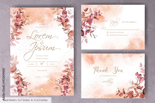 Set of Rustic Bohemian Fall Autumn Wedding Invitation Template