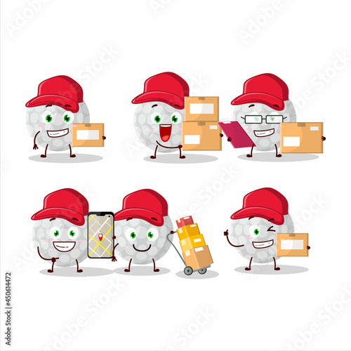 Cartoon character design of handball working as a courier