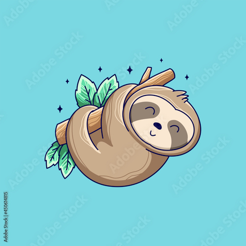 Cute Animal Sloth Illustration Design