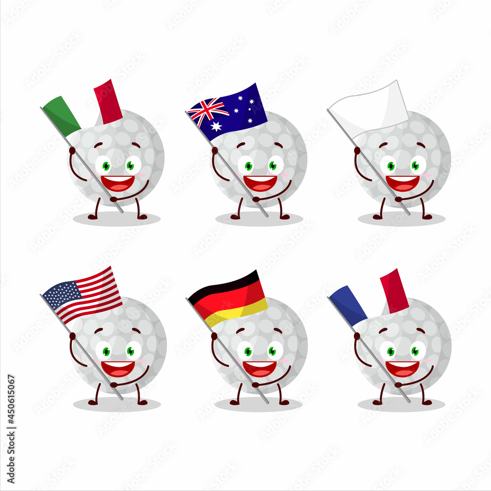 Handball cartoon character bring the flags of various countries Handball cartoon character bring the flags of various countries