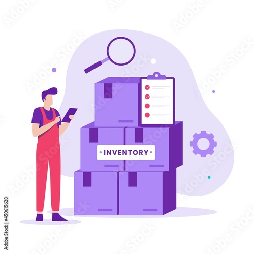 Inventory control illustration concept. Illustrations for websites, landing pages, mobile applications, posters and banners. photo