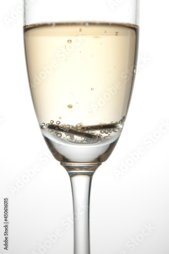 A close up of a champagne sparkling glass