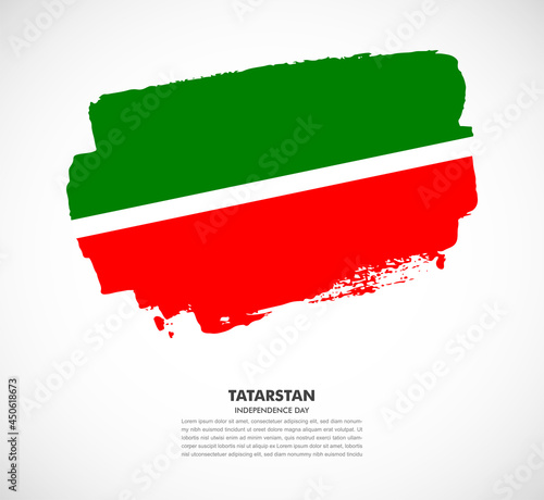 Hand drawn brush flag of Tatarstan on white background. Independence day of Tatarstan brush illustration