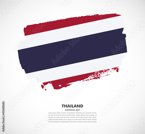 Hand drawn brush flag of Thailand on white background. National day of Thailand brush illustration