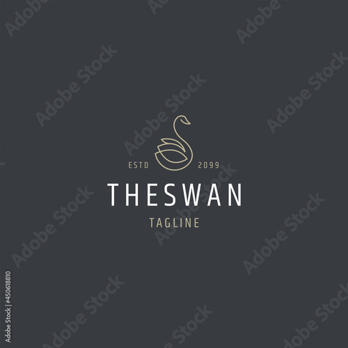 Luxurious swan logo icon design template flat vector illustration