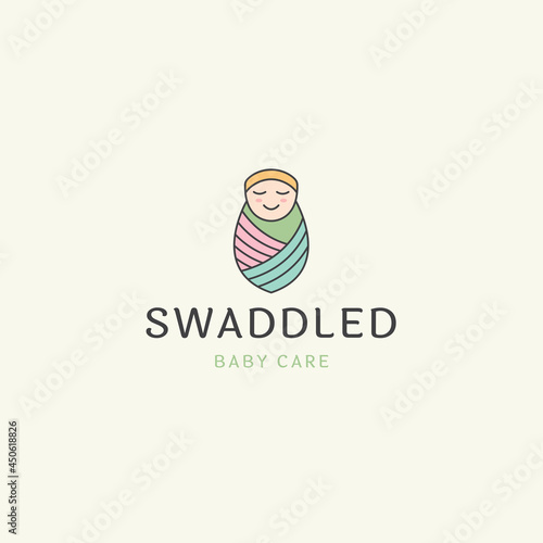 Little baby swaddle logo icon design template flat vector illustration