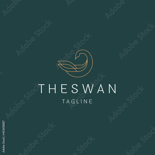 Luxurious swan logo icon design template flat vector illustration