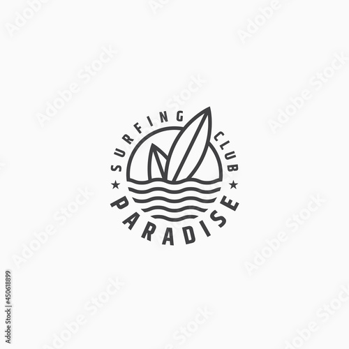 surfing logo icon design template flat vector illustration