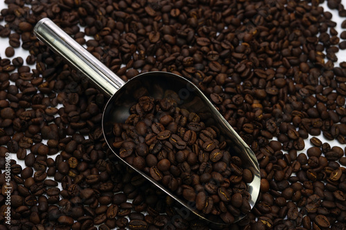 Coffee beans with spoon