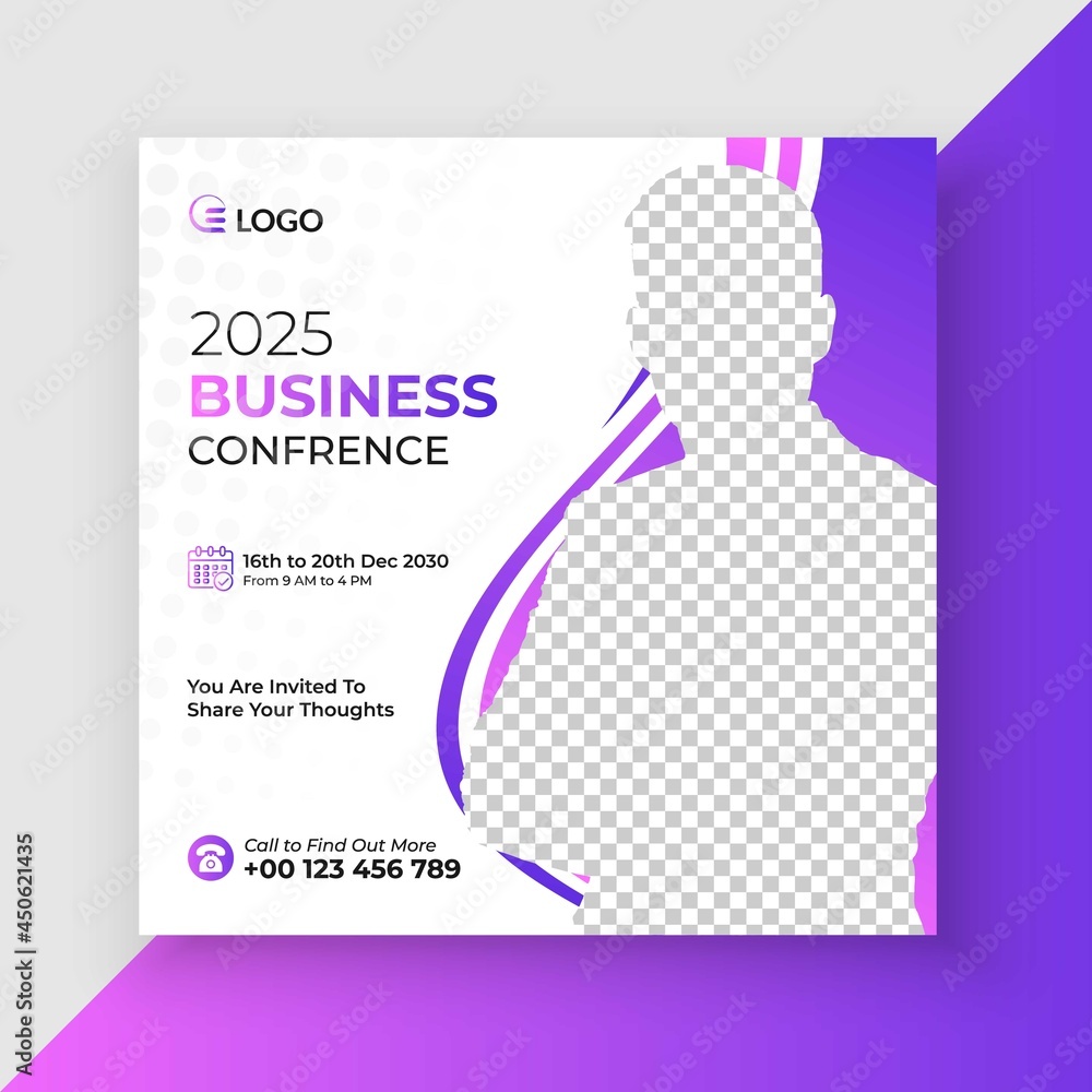 Business annual conference social media post and web banner template, Business event conference social media