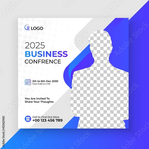 Business annual conference social media post and web banner template, Business event conference social media