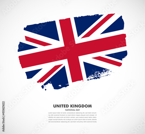 Hand drawn brush flag of United Kingdom on white background. National day of UK brush illustration