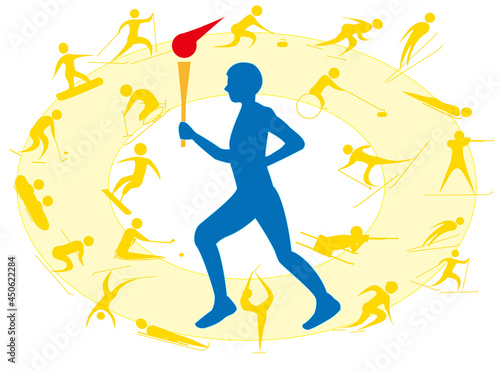 冬のスポーツアイコンセット。障がい者スポーツも含む。