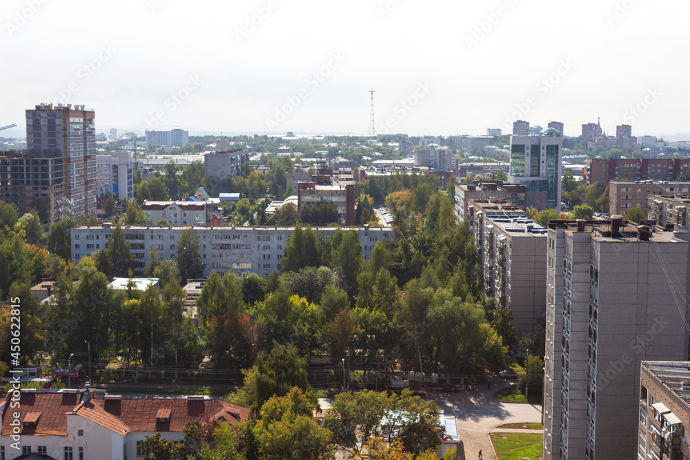 aerial view of the streets of Izhevsk