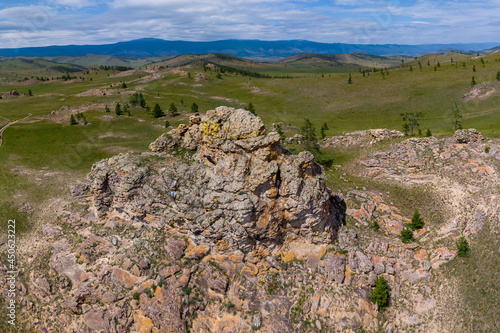A beautiful rock in the Tazheran steppes near Lake Baikal