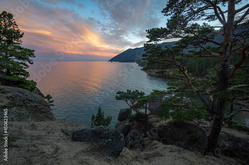 Beautiful sunset in the Peschanaya bay photo