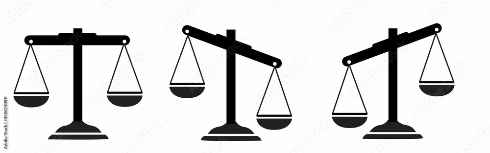 Justice scales icons set . Scales icon collection. Law scale icon. Scales. Libra icon. Flat style Justice scales icons set . Scales icon collection. Law scale icon. Scales. Libra icon. Flat style