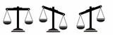 Justice scales icons set . Scales icon collection. Law scale icon. Scales. Libra icon. Flat style