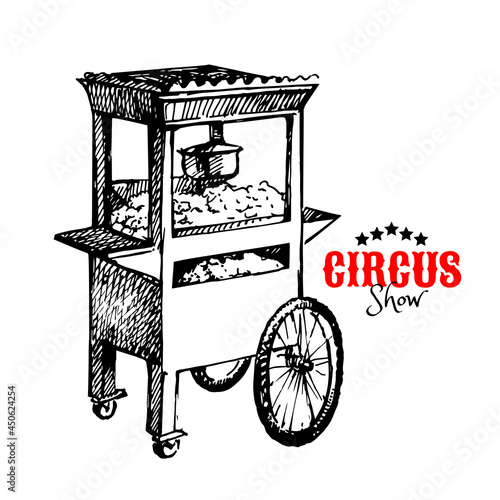 Hand drawn vintage circus banner. Sketch retro vector illustration