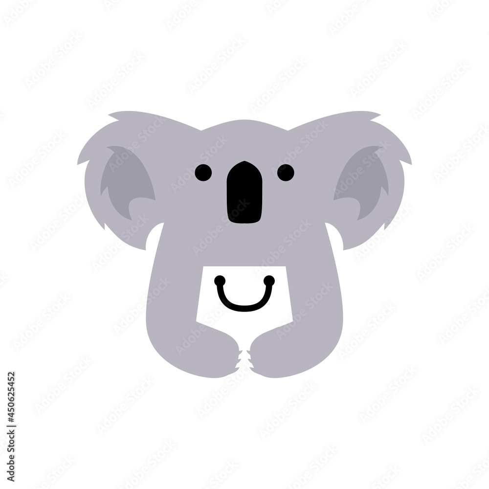 Obraz premium koala shop store shopping bag logo vector icon illustration