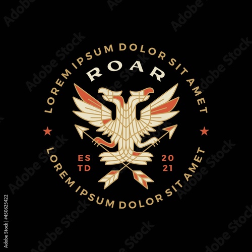 heraldic double headed eagle badge t shirt tee merch logo vector icon illustration