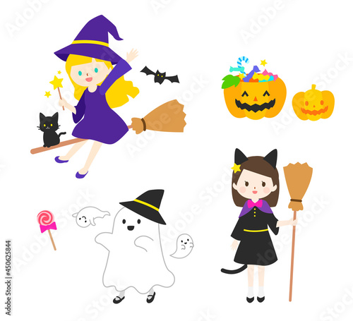 可愛いハロウィーンのイラストセット