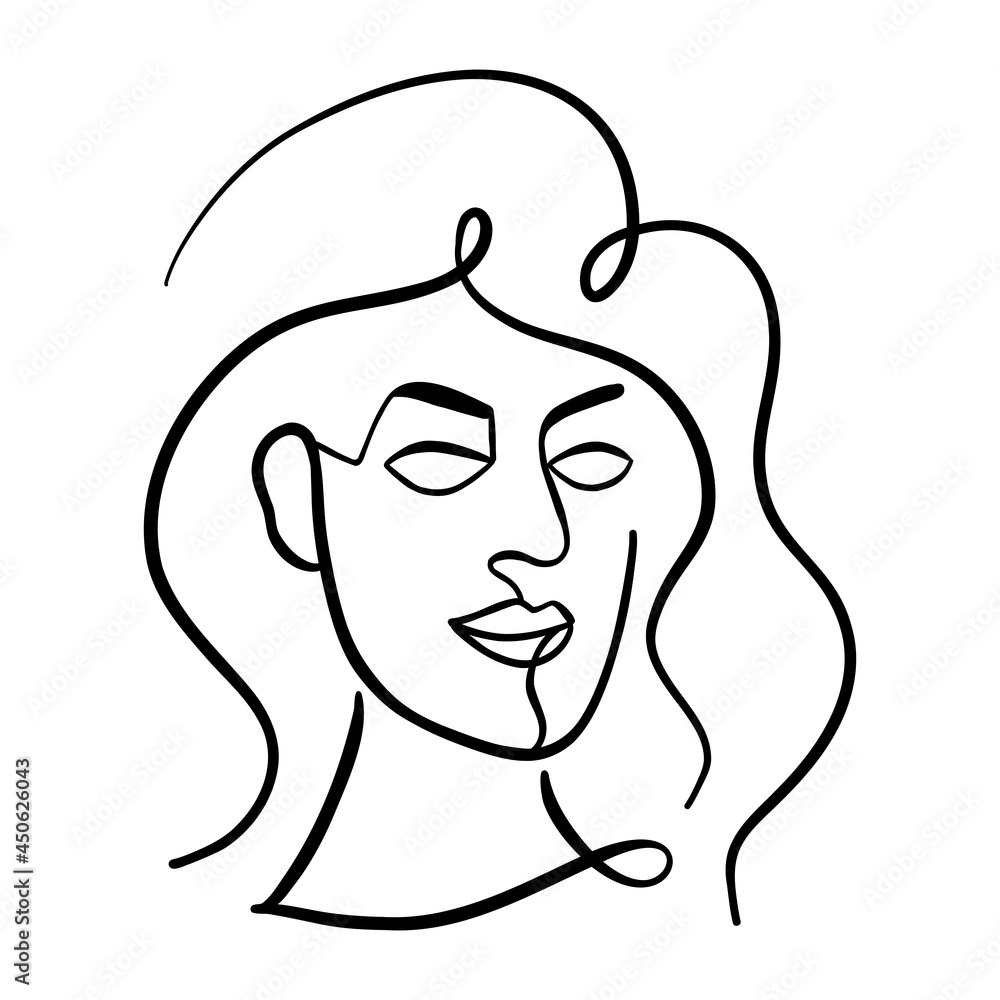 A sketch of a beautiful girl for an avatar, logo or poster. Isolated vector illustration on white background. A sketch of a beautiful girl for an avatar, logo or poster. Isolated vector illustration on white background.