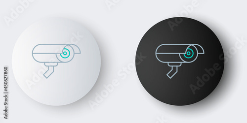 Line Security camera icon isolated on grey background. Colorful outline concept. Vector