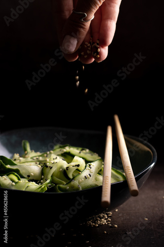 Sunomono cucumber salad, traditional japanese starter