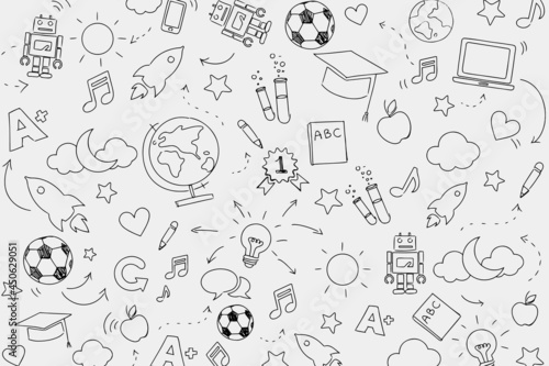 Education pattern background vector in doodle style