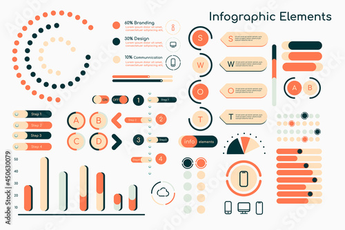 Orange  infographic design elements vector collection